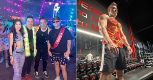 Most of Ong’s Instagram posts show his love for EDM festivals (left) and working out at the gym (right). Photos from Instagram and Instagram..png