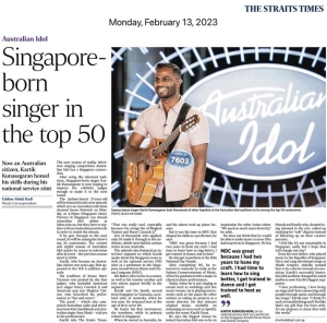 Kartik Kunasegaran’s exclusive feature on The Straits Times. Photo from Facebook.