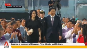 Screenshot of Loo Tze Lui at PM Wong’s swearing-in ceremony. Photo from TikTok.