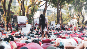 (Picture) Die-in demonstration during the rally. Photo from SG Climate Rally Facebook