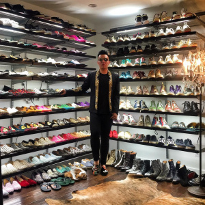 Kane Lim with his designer shoe collection.