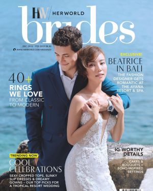 Beatrice and her husband on the cover of Brides by Her World. Photo from Instagram.