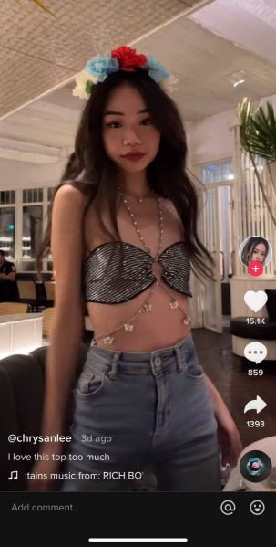 File:Screenshot of Chrysan’s TikTok video where she is wearing a top from SHEIN. Photo from TikTok..jpg